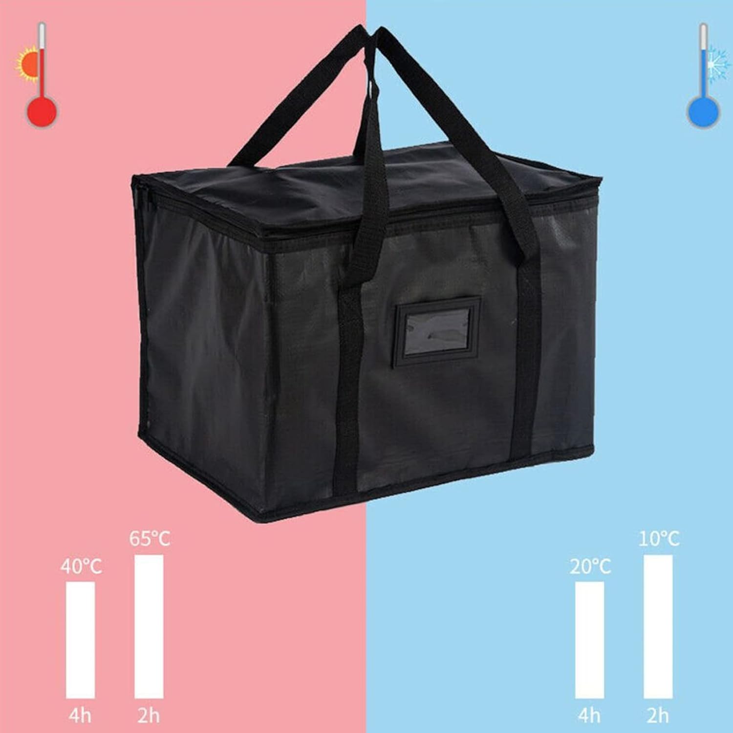 Bolsas de compras aisladas de 28L, negro, bolsa reutilizable, cremallera térmica, plegable, totalizador, enfriador, transporte de alimentos caliente