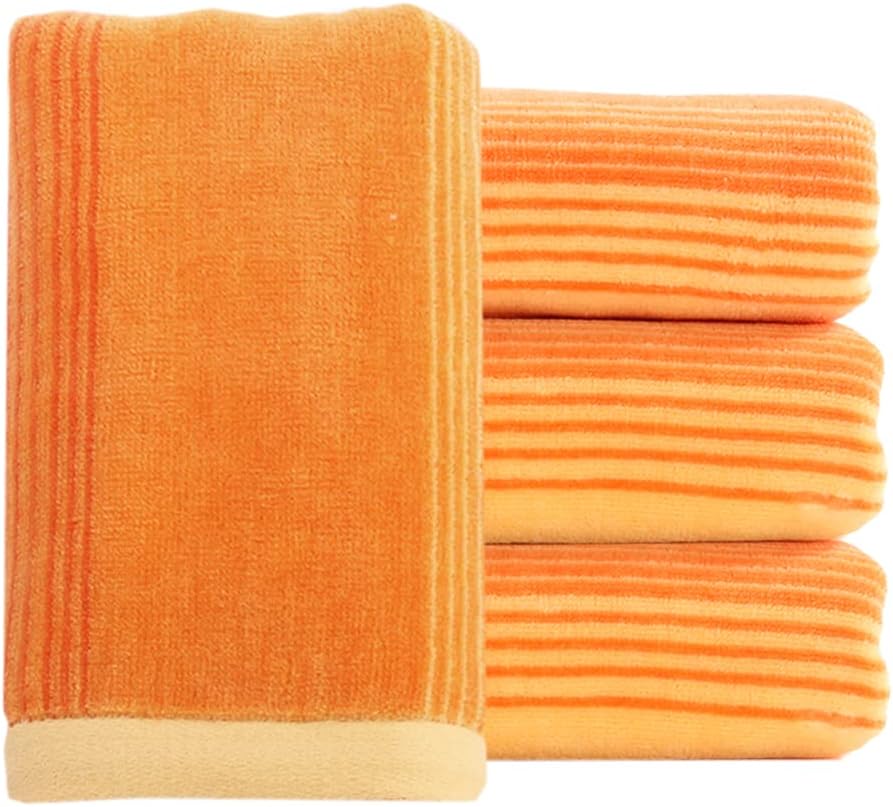 Pidada Juego de 4 toallas de mano con patrón de rayas, 100% algodón, suaves toallas decorativas para baño, 13.8 x 29.5 pulgadas (naranja)