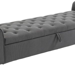 J.C.UP Otomana de almacenamiento de 63 pulgadas, banco de almacenamiento tapizado en el extremo de la cama, otomana acolchada con brazo enrollado J.C.UP Otomana de almacenamiento de 63 pulgadas, banco de almacenamiento tapizado en el extremo de la cama, otomana acolchada con brazo enrollado