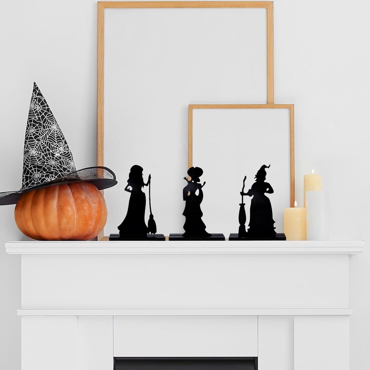 Whaline 3 piezas de decoración de mesa de Halloween Hocus Pocus, bruja de madera, centro de mesa para Halloween, regalo divertido, decoración del