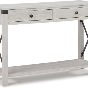 Signature Design by Ashley Bayflynn – Mesa de sofá moderna estilo granja, color blanco lavado Signature Design by Ashley Bayflynn – Mesa de sofá moderna estilo granja, color blanco lavado