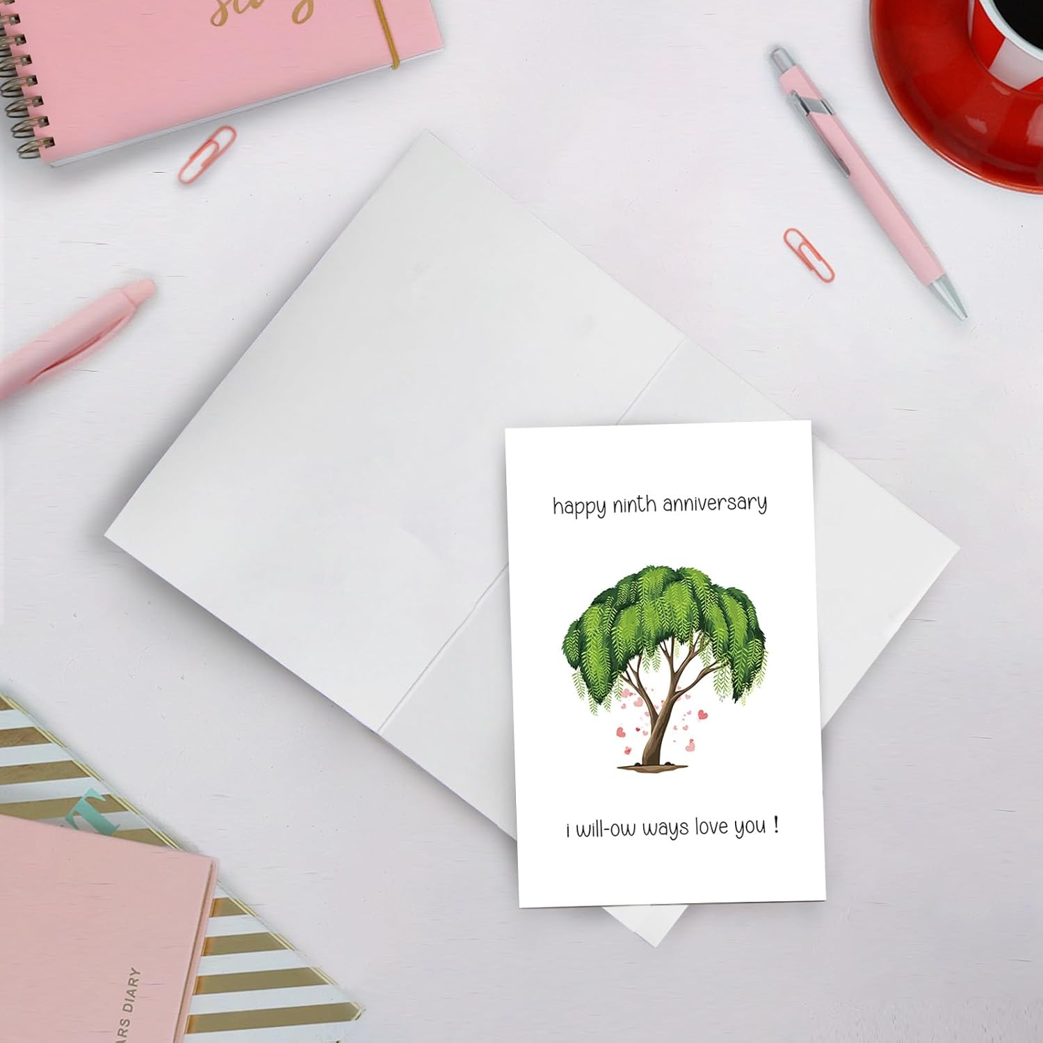 SuperShunhu Divertida tarjeta de 9 aniversario para marido y esposa, tarjeta de noveno aniversario de Willow, tarjeta de aniversario de 9 años,