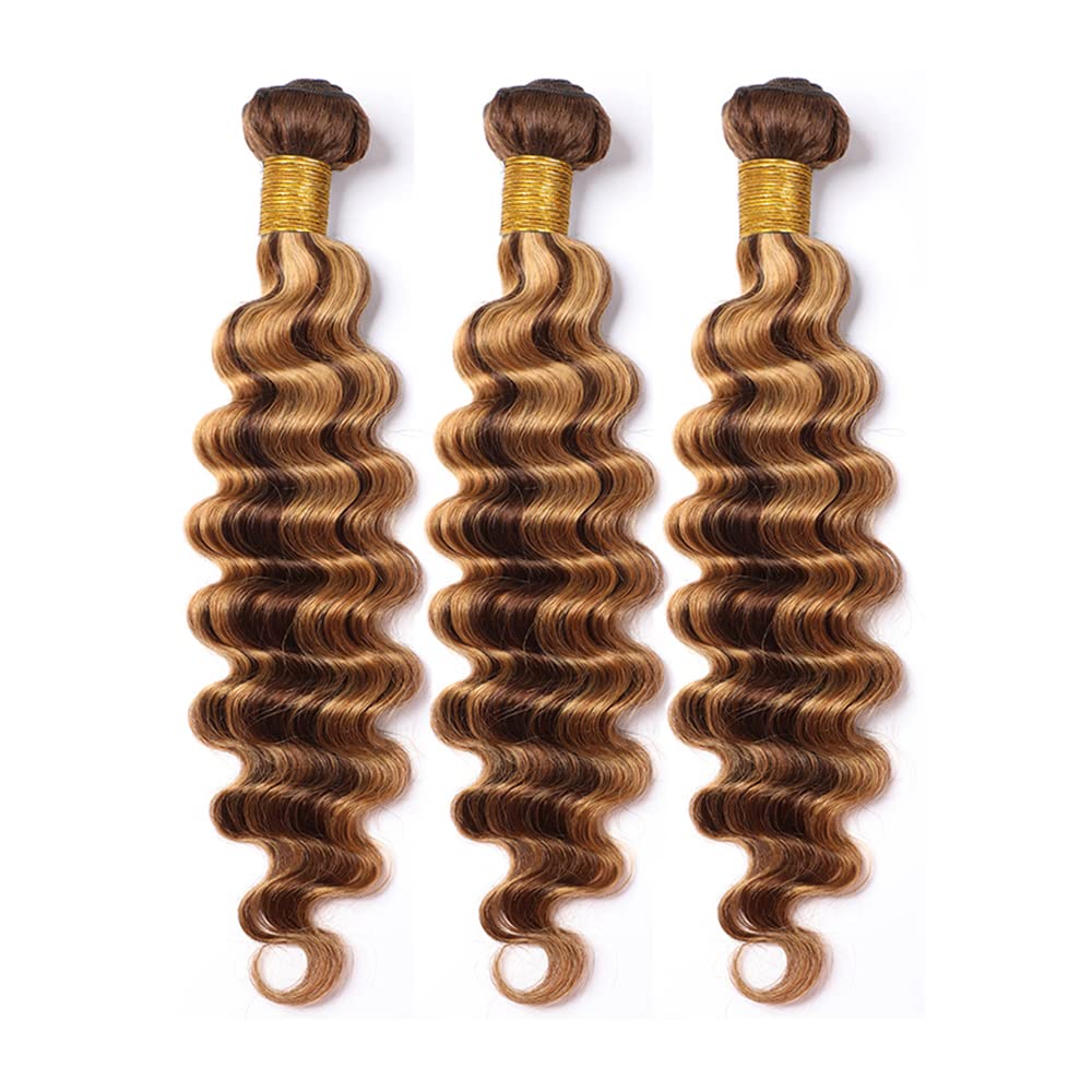 20, 22, 24 pulgadas, P427, paquetes de cabello humano Remy brasileño con reflejos de onda profunda, paquete de cabello virgen sin procesar, 3
