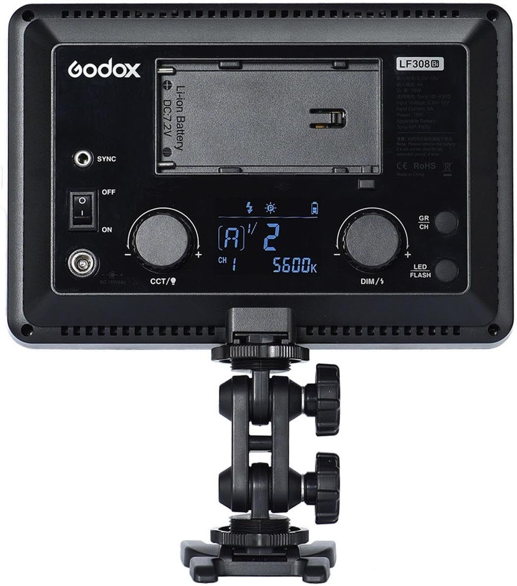 Godox LF308Bi Temperatura bicolor LED Flash Luz de Fotografía Lámpara de relleno Luz de video 3300K-5600K 18W Smartphone APP2.4G Control inalámbrico
