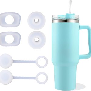 Quencher 40 oz Stainless Steel Tumbler with Handle,Iced Tea or Coffee, Durable Powder Coated Water Bottle, 2 sets of dust plugs for straws and cup Quencher 40 oz Stainless Steel Tumbler with Handle,Iced Tea or Coffee, Durable Powder Coated Water Bottle, 2 sets of dust plugs for straws and cup