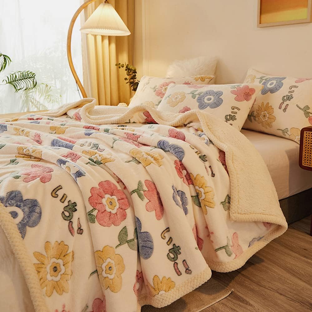 Manta de forro polar Sherpa gruesa y mullida para sofá, cama, sofá, invierno, otoño, primavera, cálida manta térmica de microfelpa de 60 x 80