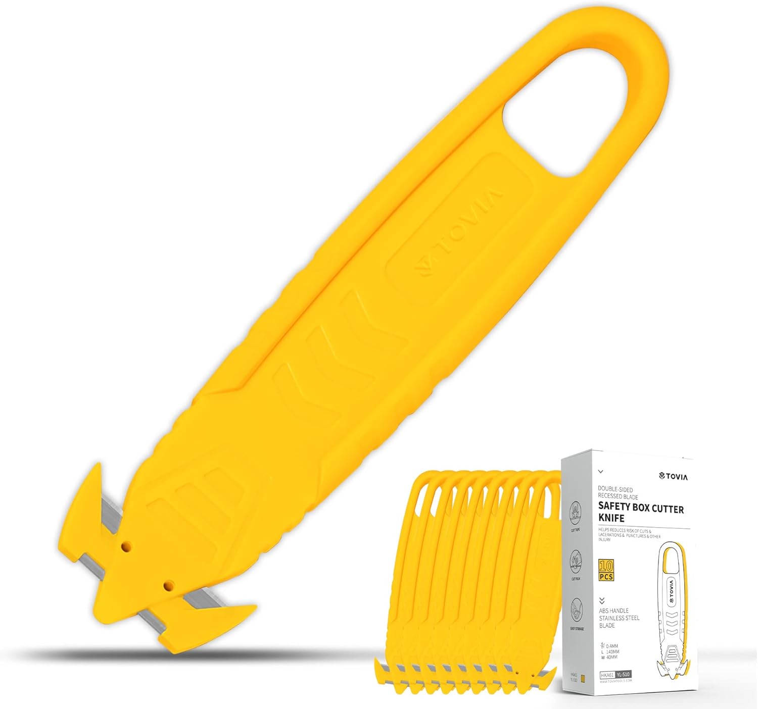 T TOVIA SK2 – Juego de 40 cortadores de cajas de seguridad, de acero inoxidable, con divisor de cinta para cajas de cartón, envoltura, correas,
