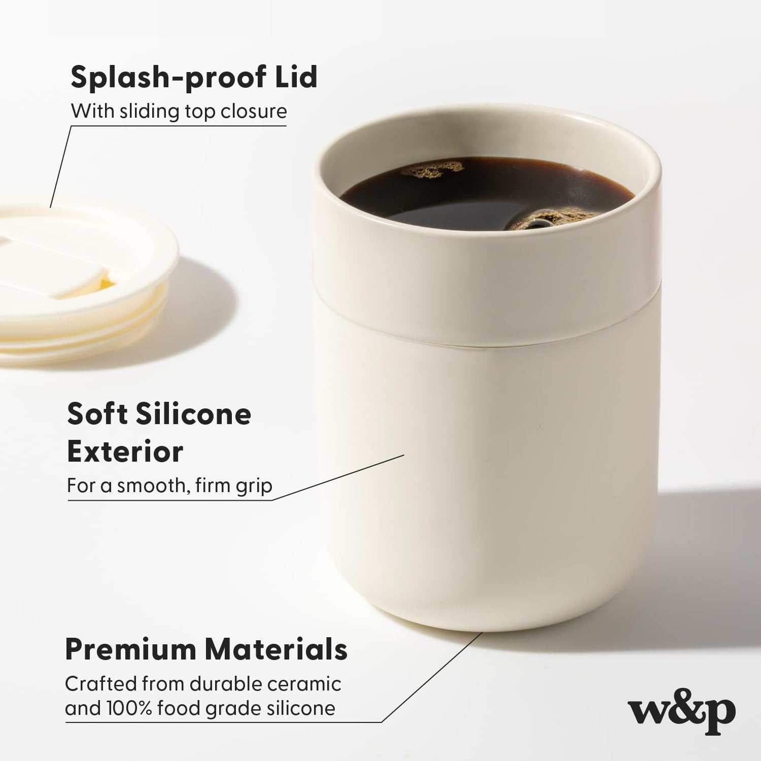 W&P Porter – Taza de cerámica con funda protectora de silicona
