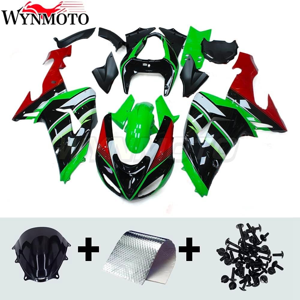 Kit de carenado rojo verde negro apto para Kawasaki ZX-10R Ninja 2006 2007 06 07 ZX10R ABS molde de inyección de plástico motocicleta carrocería