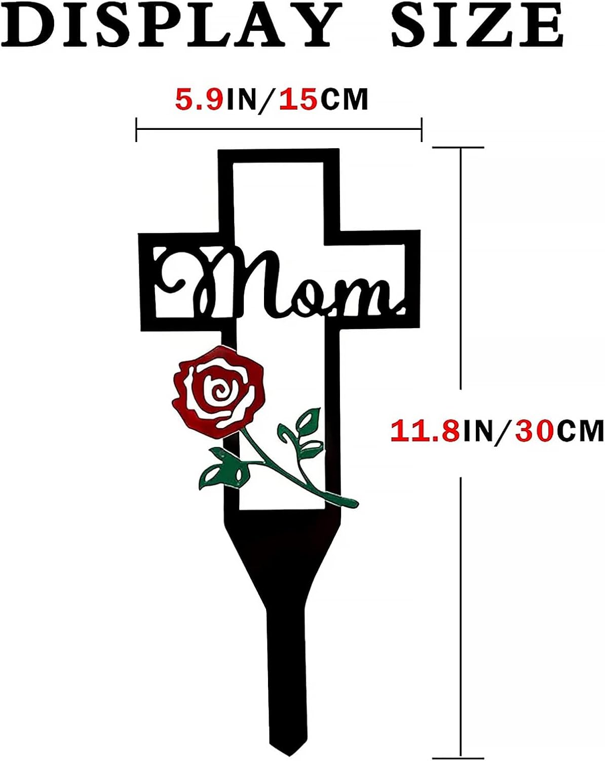 LIBOOI Estaca de metal con cruz de jardín, decoración junto a la tumba para cementerio, cementerio conmemorativo con estaca de cruz de metal, pila