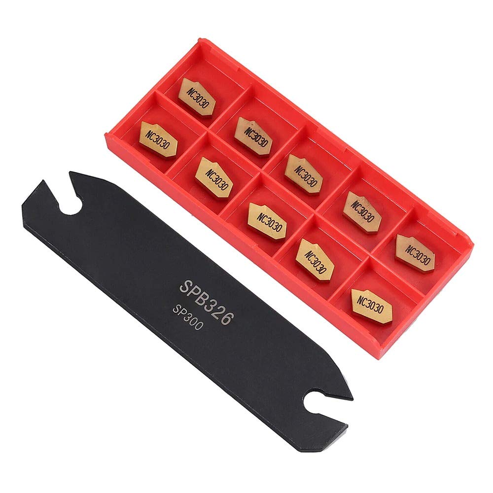 Soporte para herramientas de torneado de torno CNC SPB26-3 Herramienta de corte de ranurado con 10 piezas de cuchillas de insertos de carburo GTN-3