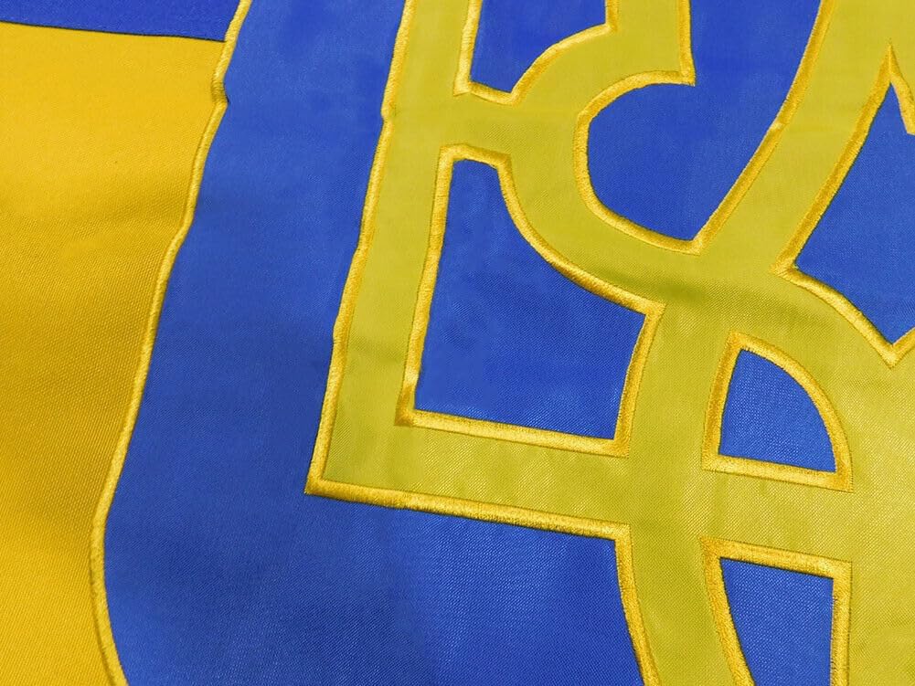 Bandera de ataúd de algodón sintético grande de Ucrania bordada de 5 x 9.5 pies