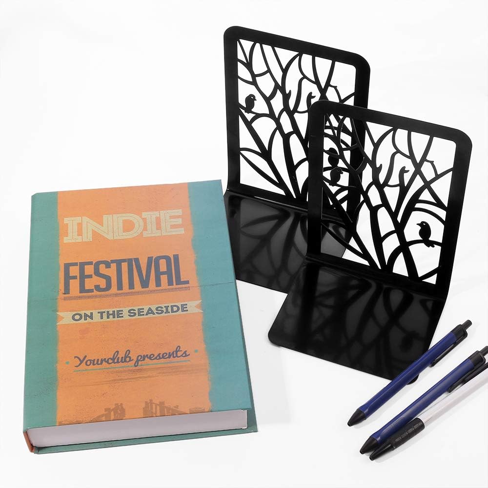 Sujetalibros para libros, extremos para libros, 3 pares de sujetalibros de metal antideslizante para libros pesados, soporte decorativo para divisor