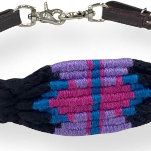 Showman Correa de mezcla de lana multihebra negra, rosa y morada Showman Correa de mezcla de lana multihebra negra, rosa y morada
