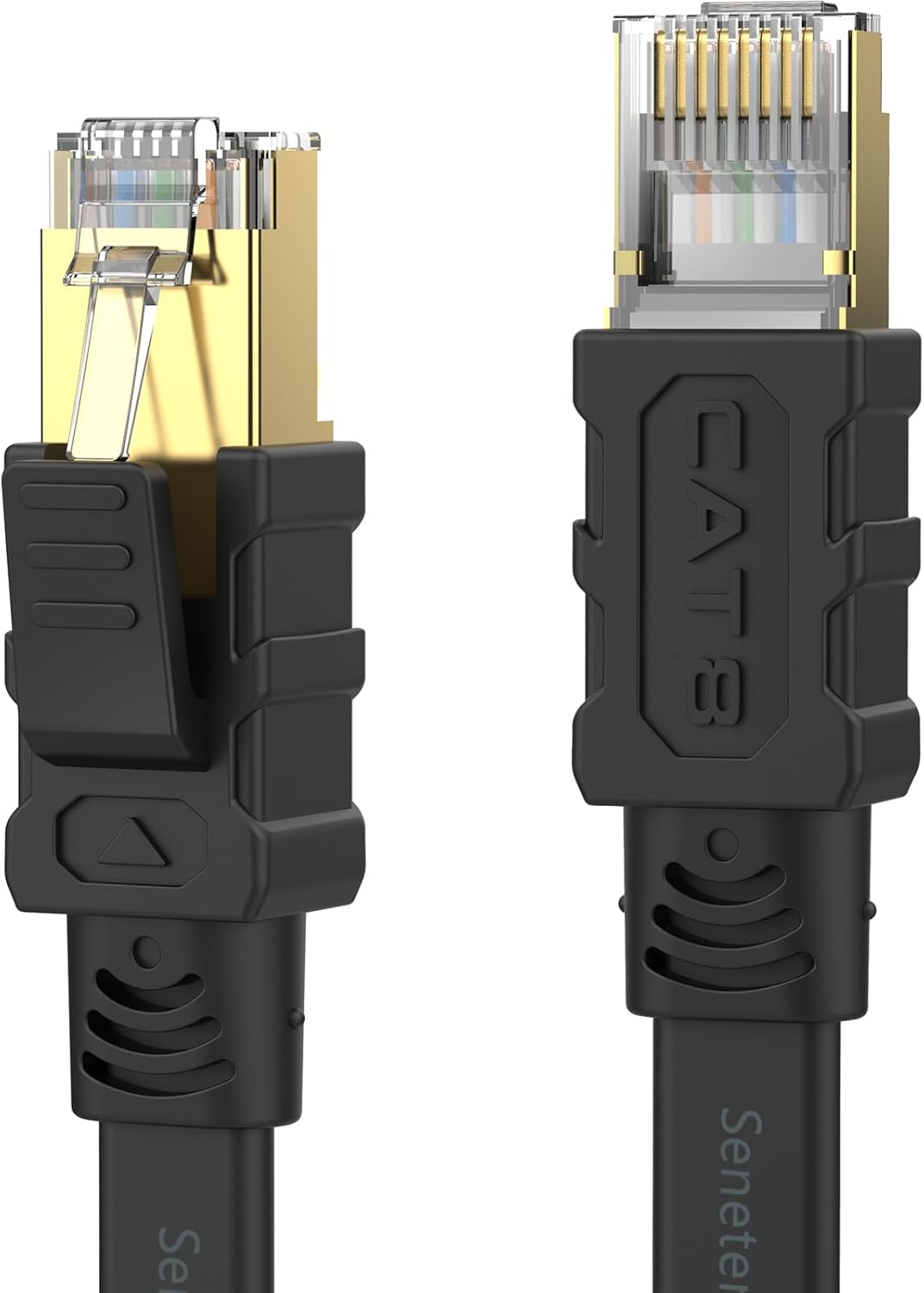 Senetem Cable Ethernet Cat 8 de 20 pies, cable de conexión de red de Internet plano de alta velocidad de 40 Gbps 2000 Mhz, cable LAN blindado RJ45