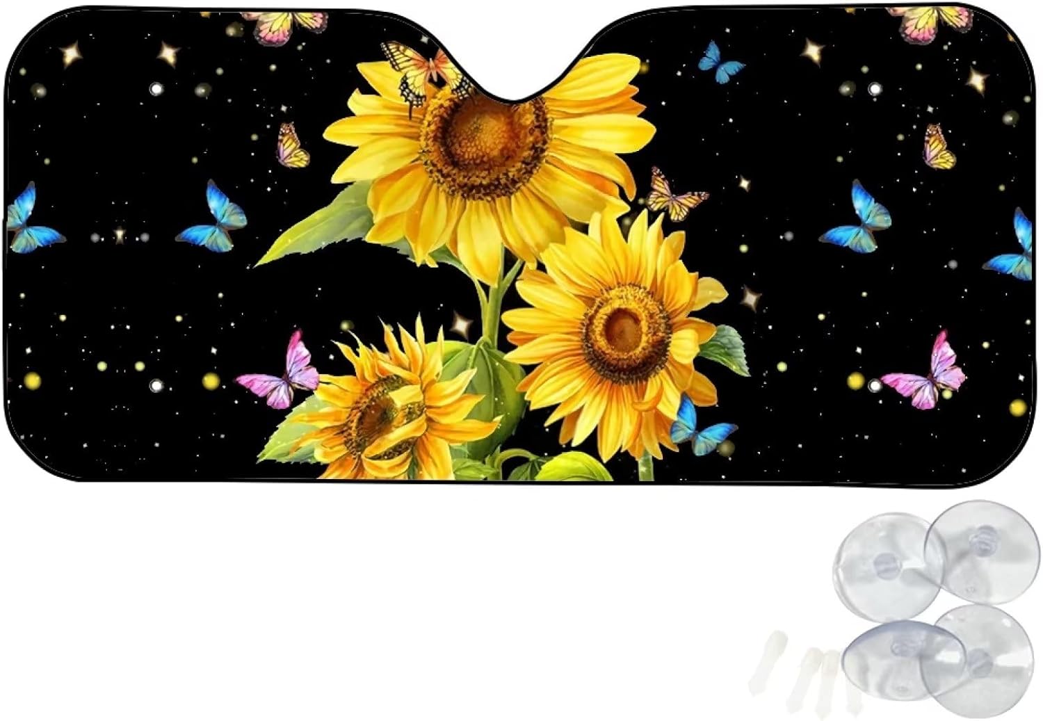 Parasol para parabrisas de automóvil con estampado de mariposas y girasoles, mantiene el vehículo fresco, protege tu automóvil del calor solar y el