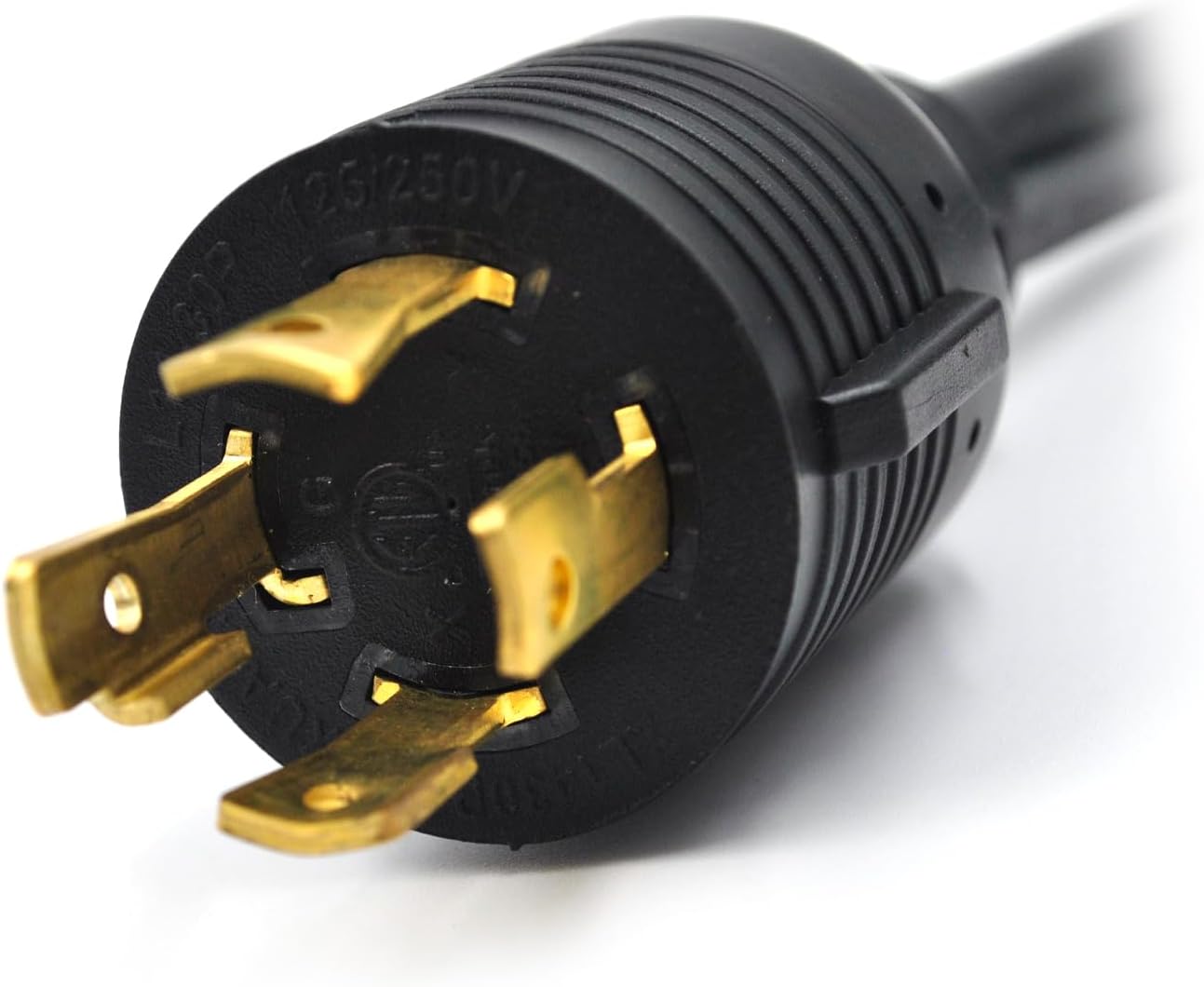 Cable adaptador de generador RV de 4 clavijas a 30 amperios con mango de agarre, bloqueo giratorio L14-30P macho a TT-30R hembra, resistente STW 10
