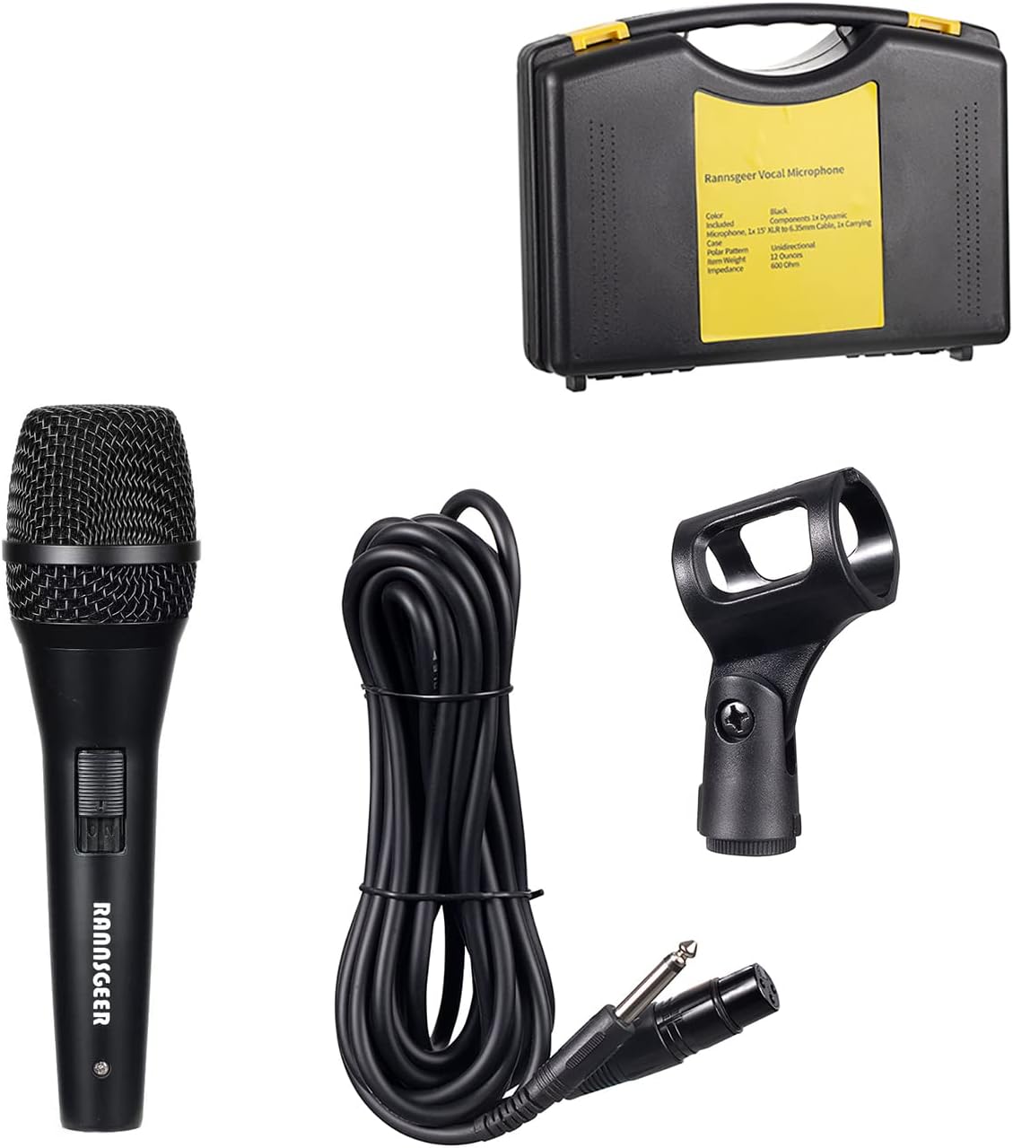 Micrófono de karaoke de mano dinámico vocal con cable y estuche de transporte (RM82B)