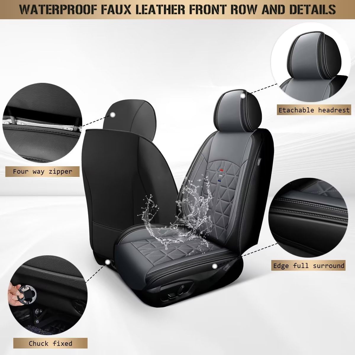 Juego completo de fundas de asiento de automóvil para Volvo XC40 2019-2024, impermeables, de piel sintética, XC40, compatible con protector de