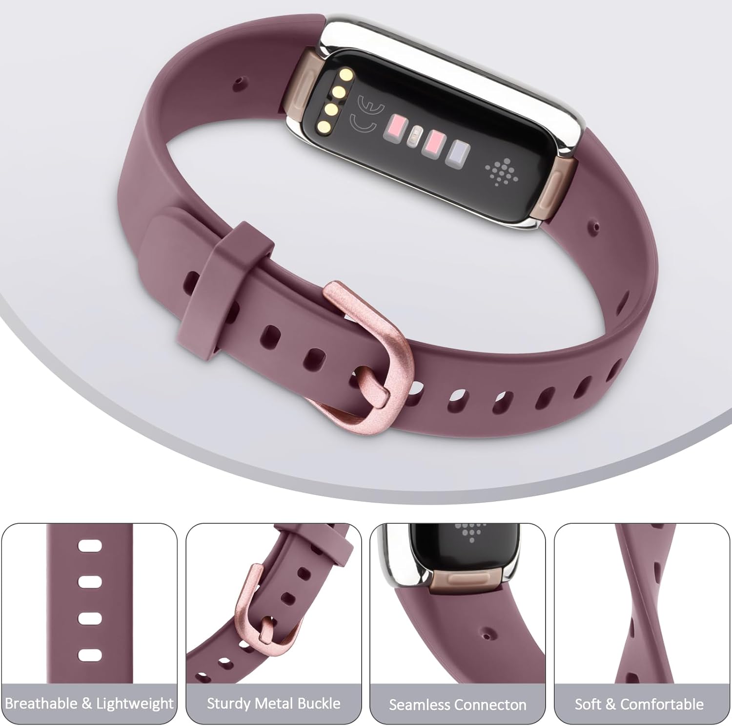 VANCLE Bandas compatibles con Fitbit Luxe para mujeres y hombres, 3 unidades Correas deportivas de repuesto de silicona suave para Fitbit Luxe