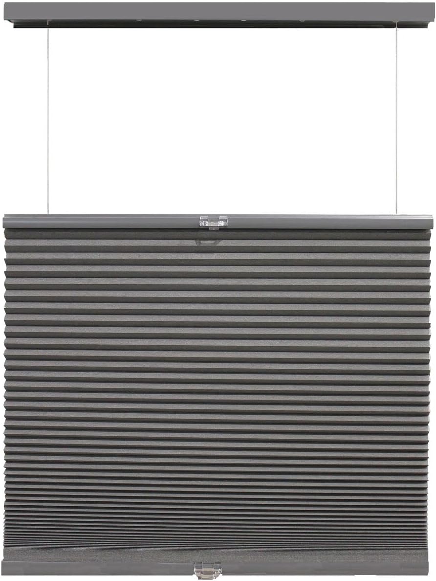 Linen Avenue Persiana opaca celular inalámbrica de arriba hacia arriba de abajo de 46 12 pulgadas de ancho x 48 pulgadas de alto, gris oscuro (llega