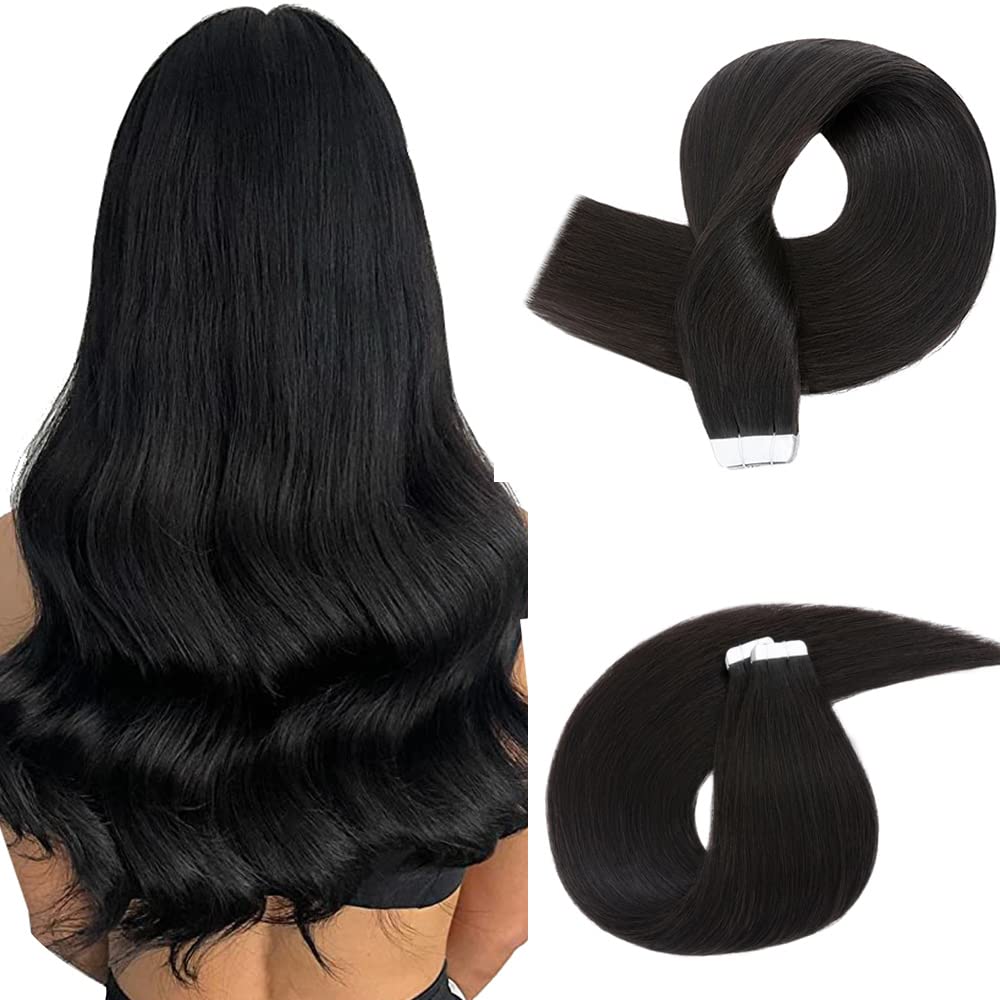 SEGO Extensiones de cabello humano con cinta, 20 unidades, 1.76 ozpaquete, extensiones de cabello humano Remy, lacio, sin costuras, para mujeres,
