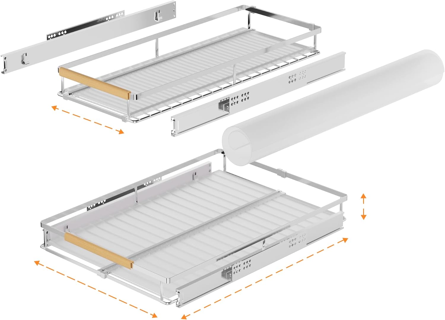 SANNO Organizador de gabinete extensible deslizante, organizador de gabinete extraíble, estante deslizante de cocina debajo del fregadero, estantes