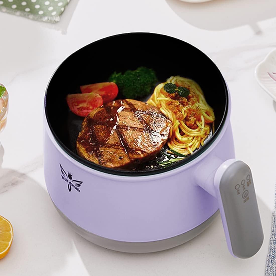 Shabu Shabu Shabu – Olla eléctrica multifunción automática inteligente de 1.8 L, mini olla antiadherente con control multipotencia, cocina eléctrica