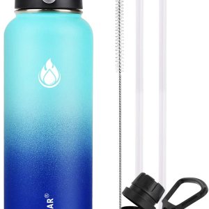 Sendestar Botella de agua de acero inoxidable de 12 onzas, 24 onzas, 32 onzas, 40 onzas o 64 onzas, con una tapa con popote o boquilla, mantiene los Sendestar Botella de agua de acero inoxidable de 12 onzas, 24 onzas, 32 onzas, 40 onzas o 64 onzas, con una tapa con popote o boquilla, mantiene los