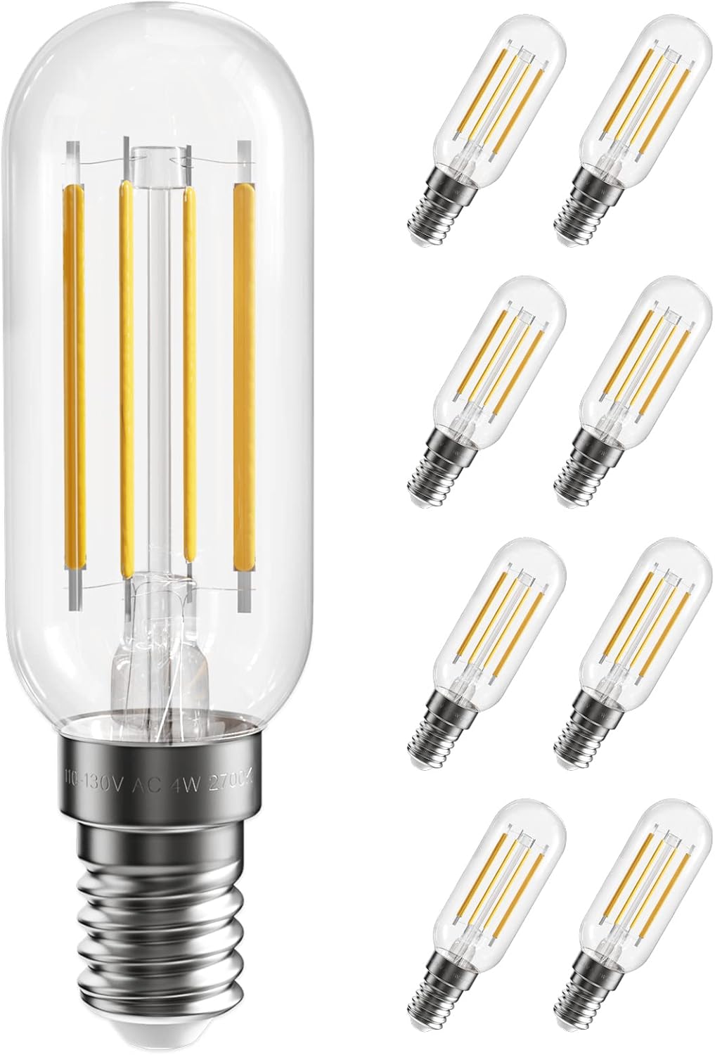 SHINESTAR Paquete de 8 bombillas LED E12, equivalente a 40 W, blanco suave de 2700 K, base de candelabro, bombillas Edison T6, regulables
