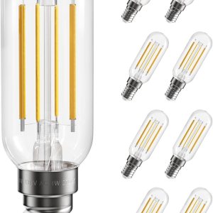 SHINESTAR Paquete de 8 bombillas LED E12, equivalente a 40 W, blanco suave de 2700 K, base de candelabro, bombillas Edison T6, regulables SHINESTAR Paquete de 8 bombillas LED E12, equivalente a 40 W, blanco suave de 2700 K, base de candelabro, bombillas Edison T6, regulables