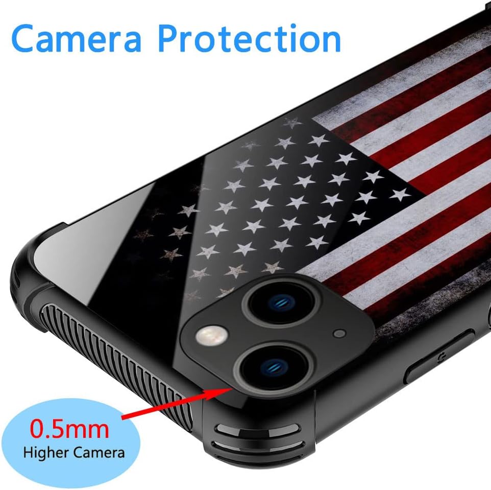 ZHEGAILIAN Funda compatible con iPhone 14 Plus, funda de bandera antigua para iPhone 14 Plus para niños y hombres, diseño de patrón de vidrio