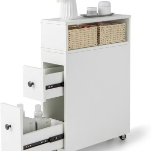 Tangkula, organizador, armario de madera, para baño, almacenamiento de toallas, artículos de baño, blanquería Tangkula, organizador, armario de madera, para baño, almacenamiento de toallas, artículos de baño, blanquería