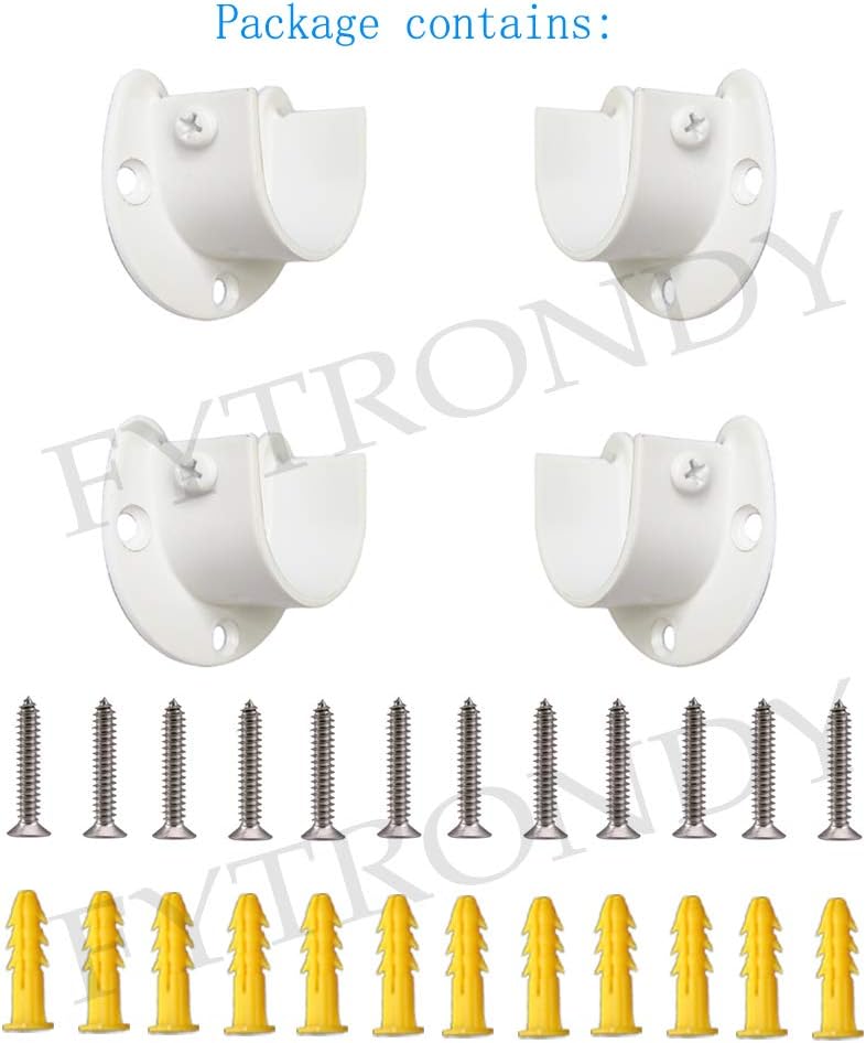 White Edition – Soporte para barra de armario de acero inoxidable, soporte de enchufe de tipo abierto en forma de U, soporte de armario, barra de