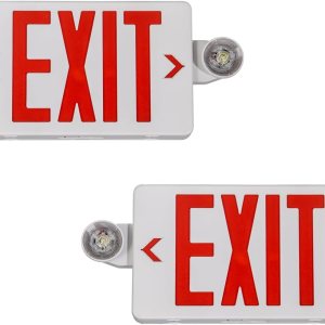 Señal de salida roja con luces de emergencia, luz LED de salida de emergencia con batería de respaldo, certificación UL, CA 120277V, combo de luces Señal de salida roja con luces de emergencia, luz LED de salida de emergencia con batería de respaldo, certificación UL, CA 120277V, combo de luces