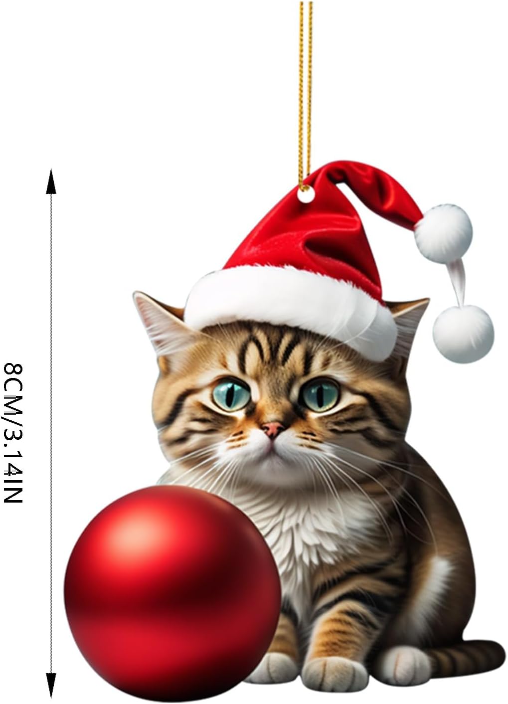 Adorno de árbol de Navidad de gato divertido acrílico 2D, adorno acrílico de doble impresión, colgante de regalo blanco, colgante oscilante para
