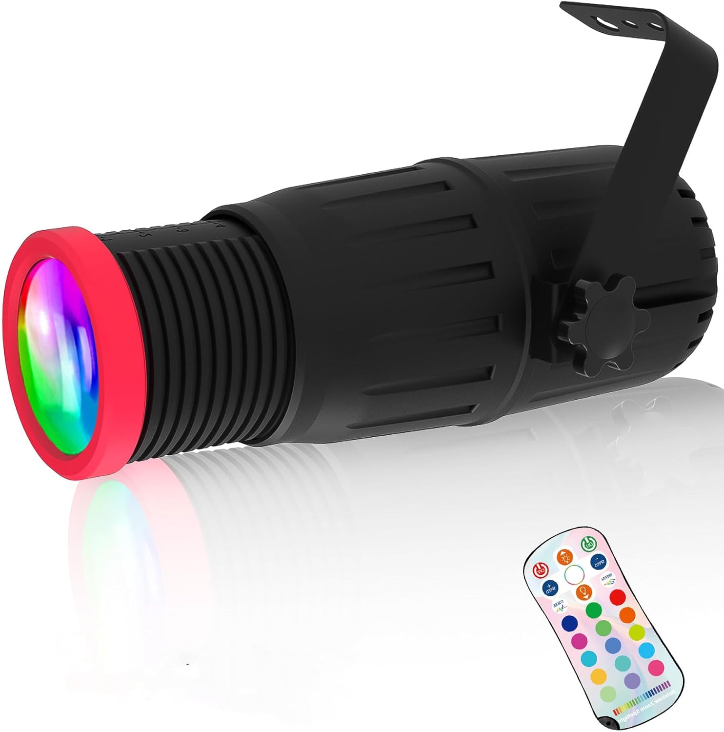 Luces Pinspot, foco de bola de discoteca de enfoque manual, luz LED regulable de 18 W con control remoto, 16 colores y tamaño de punto, iluminación