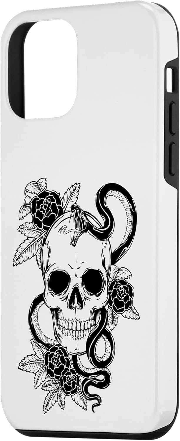 Funda para iPhone 12 mini flor gótica calavera serpiente rosas