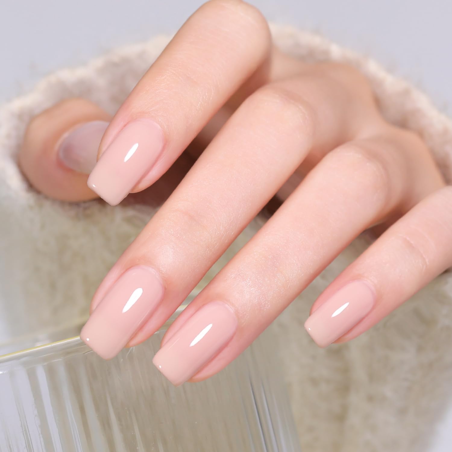 Esmalte de uñas de gel rosa nude, 0.5 onzas líquidas, esmalte de gel rosa transparente de gelatina natural, esmalte de gel de color rosa traslúcido,