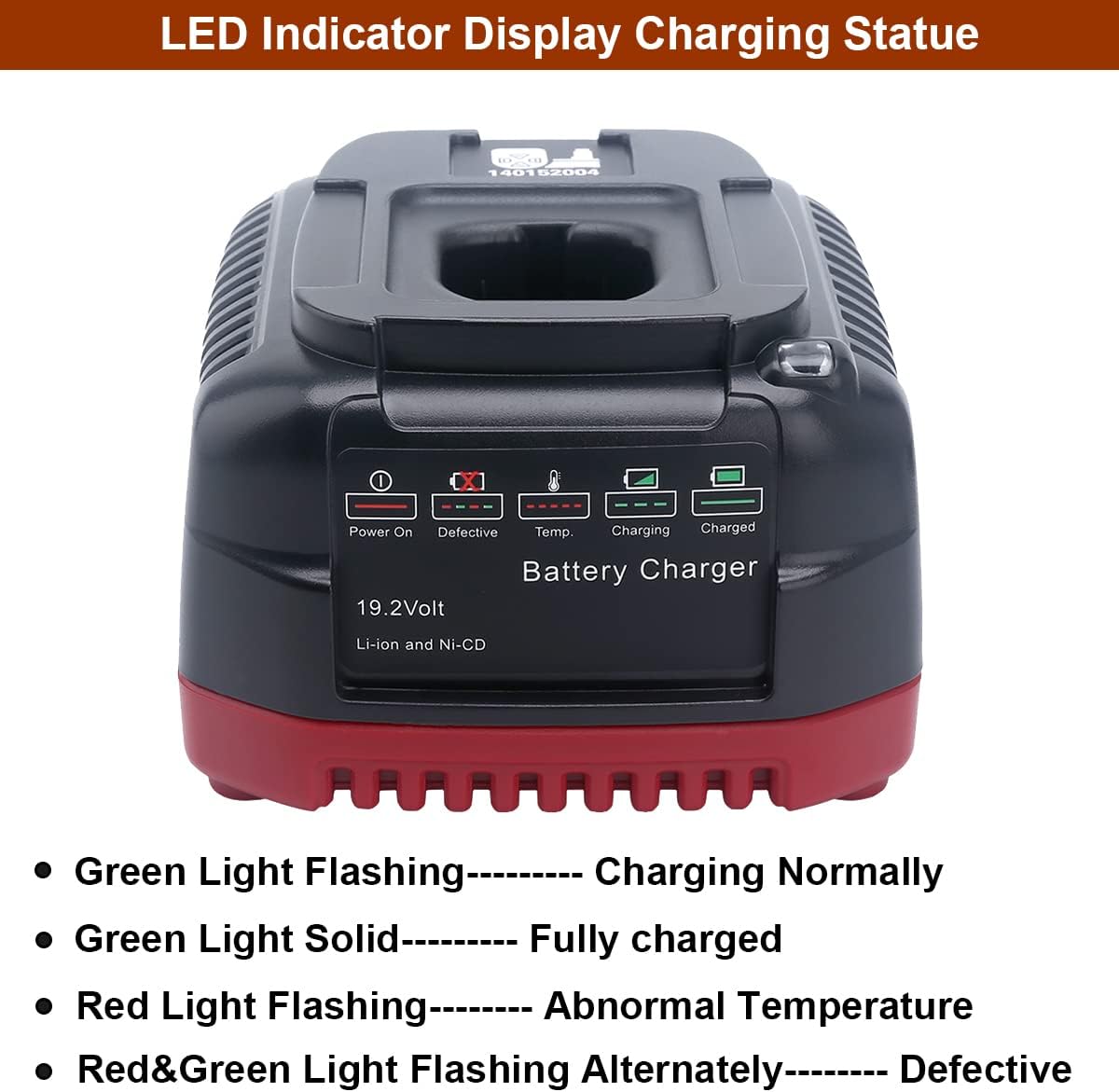 Cargador rápido de 19.2 V 140152004 repuesto para Craftsman C3 19.2 voltios compacto de iones de litioNi-Cad Diehard batería 1425301 1323903