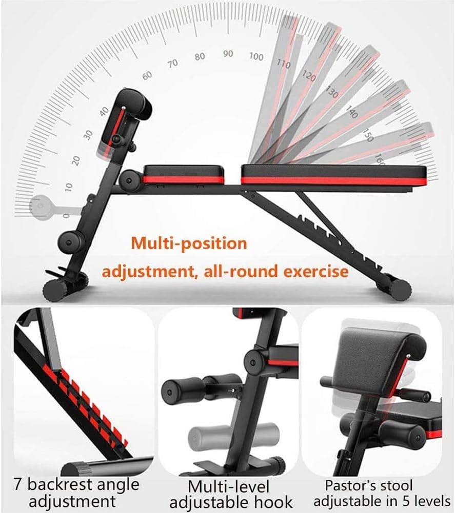 Banco de pesas ajustable, banco multiusos para sentarse, plano, inclinado, declinar, entrenamiento de fuerza, banco de gimnasio para entrenamiento