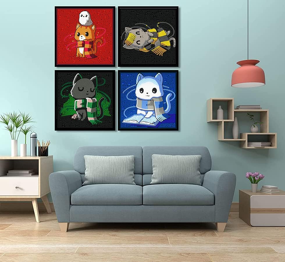 Eiazuiks Kits de pintura de diamantes para niños, 4 paquetes de dibujos animados 5D de taladro completo de diamantes de dibujos animados puntos para