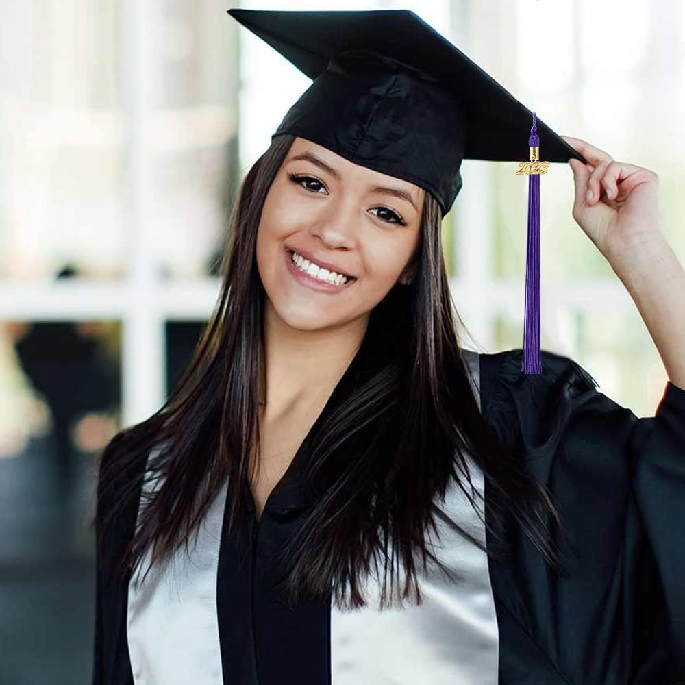 2 borlas de graduación académica de graduación 2023 para decoración de gorro de graduación, borla con dije dorado 2023, accesorios de ceremonias de