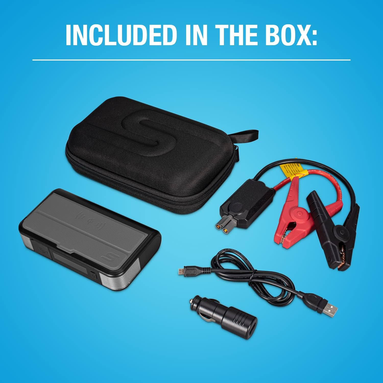 Tipo S 1000A Batería de coche Arrancador 12V 6.0L Gas 3.0L Diesel, 8000mAh Banco de energía portátil Cable Lightning integrado, certificado MFI,