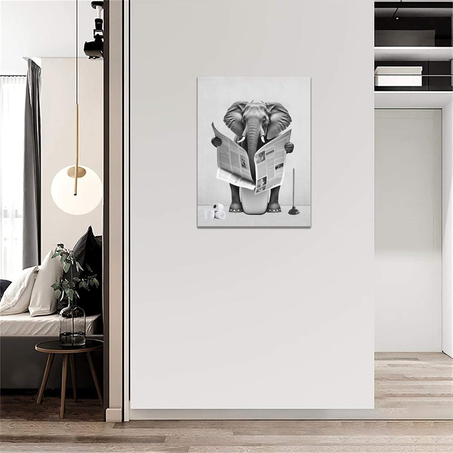 banonaty Divertida pintura de elefante para pared, impresión en lienzo de 12 x 16 pies para baño, hogar, oficina