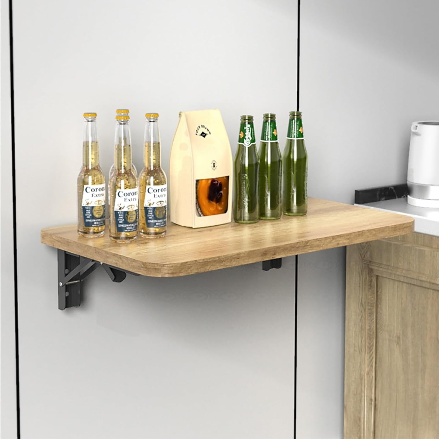 Mesa plegable montada en la pared, escritorio plegable montado en la pared para espacios pequeños, escritorio, oficina, hogar, cocina, mesa de