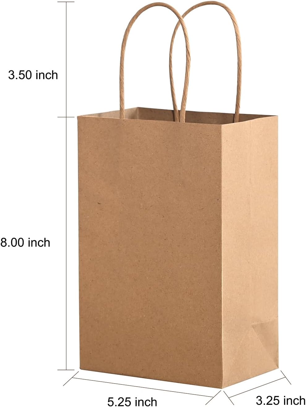 Brothersbox Pequeñas bolsas de papel marrón con asas, 50 unidades, 5.25 x 3.25 x 8 pulgadas, bolsas de papel kraft con asas para negocios, venta al