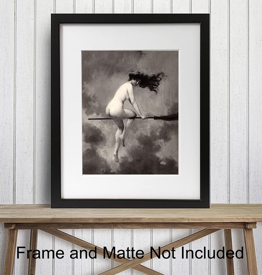 Witchy Pagan Wall Art & Decor – LARGE 11X14 – Vintage Creepy Spooky Gothic Halloween Gift for Witchcraft, Wicca, Wiccan, Occult Fan – Witch on