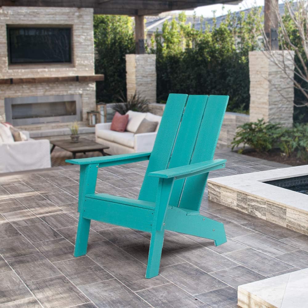Silla Adirondack moderna, muebles de patio al aire libre de alta calidad para todo tipo de clima, asiento de 21 pulgadas de ancho, hasta 350 libras,