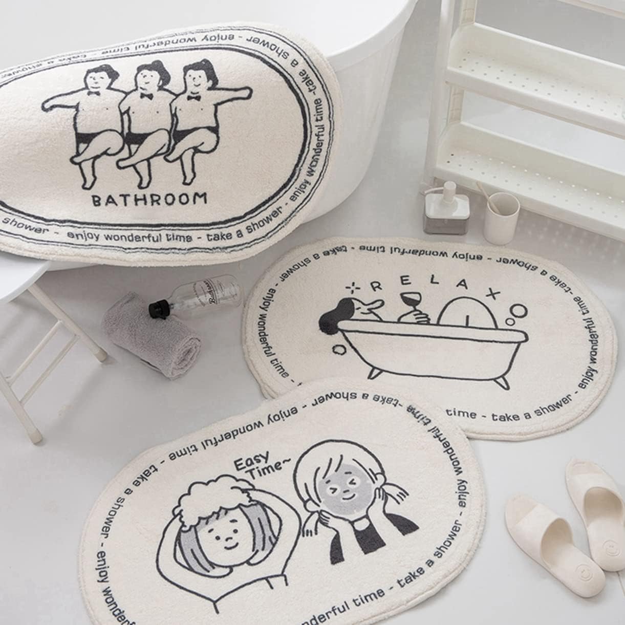 Tapetes de baño ultra suaves y acogedores de dibujos animados, tapete de baño para sala de estar, tapete de baño antideslizante para puerta de